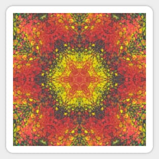 Digital Mandala Yellow Red and Black Sticker